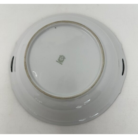 NORITAKE MORIMURA TWO HANDLED SERVING BOWL Floral Art Deco Blue Luster Ware - Picture 3 of 15